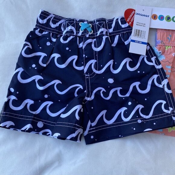 Wippette Bundle of 2 Drawstring Swim Trunks Shorts Boys Sizes 12M-18M Quick Dry - Picture 1 of 16